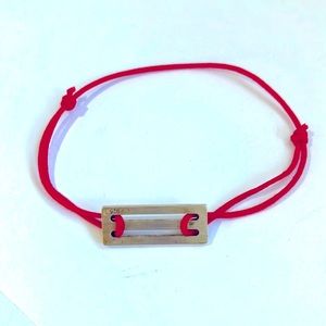 Le Gramme matte 92.5 Silver bracelet red cord. Original condition w/Box like new